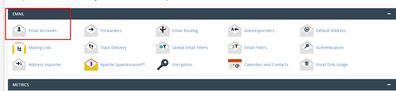 Email Account Section in Cpanel