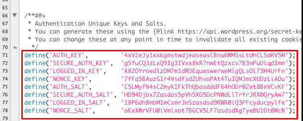 AUTH_KEY in WpConfig file